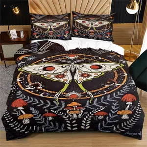 Mystical Mushroom Butterfly Bedding Set, Soft Comfortable Sheets & Pillowcases, Perfect for Bedroom Decor, Includes Fitted Sheet & Pillowcase(s)