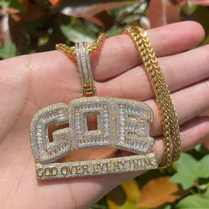 Hip-Hop GOE Letter Pendant Necklace, Men'S Copper Inlaid Zircon Hip-Hop Fashion Jewelry