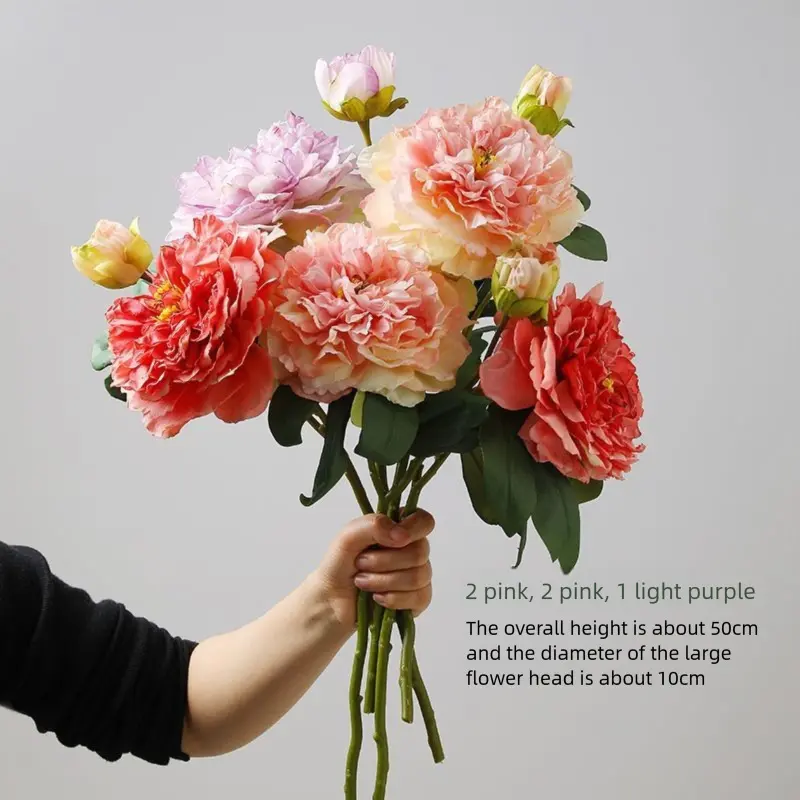 2 light pink stems 2 watermelon red stems 1 purple