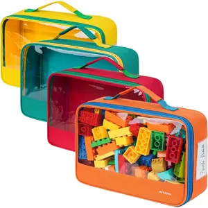 4-Pack Toy Storage Bags – Classic Travel Organizer Case with Zipper, fits LEGO bricks, magnetic tiles, board games, puzzles, toy cars, and building blocks