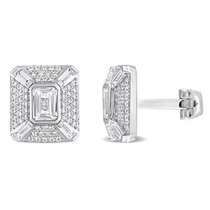 5 3/4 CT TGW Created White Sapphire Cufflink Silver