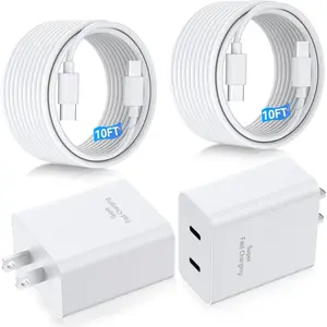 For iPhone 17 16 15 Charger Fast Charging,2Pack 45W Dual Port Super Fast USB C Charger Block With 10FT Long USB C Cable for Samsung Galaxy S25 Ultra/S25+/S25/S24/S23/S22/S21/S20/Note20/10