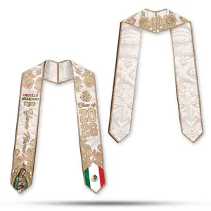 Mexican Graduation Stole 2026 Personalized, Virgen de Guadalupe Grad Stole, Orgullo Mexicano Catholic Graduation Sash