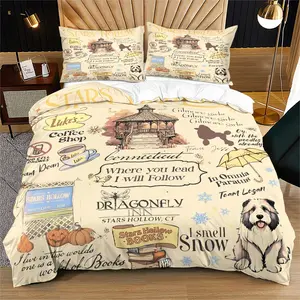 Gilmore Girls Stars Hollow Printed Soft Bedding Set, Comfortable Colors for Kids & Teens Bedroom Decor Gift, Includes Duvet Cover & Pillowcases