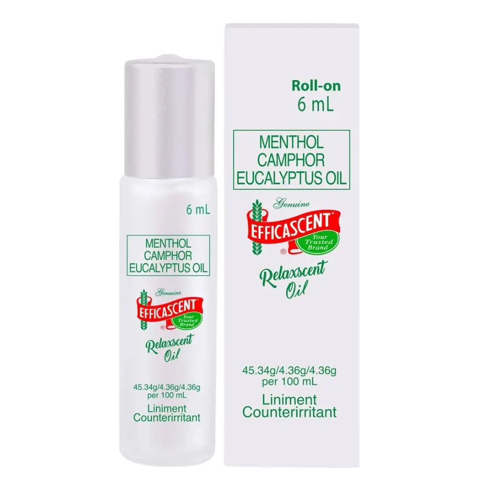 Efficascent Oil Roll-on 6mL Relaxscent Relaxing Oil Liniment Menthol Camphor Eucalyptus Oil Liniment Counterirritant