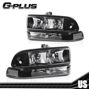 Headlight Assembly Black Housing Clear Corner Fit For 1998-2004 CHEVY S10/BLAZER