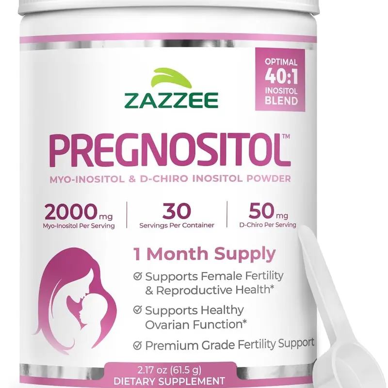 Zazzee PREGNOSITOL Powder - Premium Myo-Inositol and D-Chiro-Inositol 40:1 Ratio Formula for Women - Nutritional PREGNOSITOL Supplement for Hormone Wellness and Ovarian Health - Vegan Non-GMO Unflavored Powder with Free Scoop - 30 Servings Routine Pack