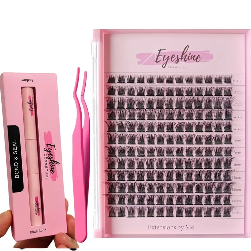Eyeshine Hybrid Petite (black 8-14mm) lashes includes Black bond and Seal, and tweezer