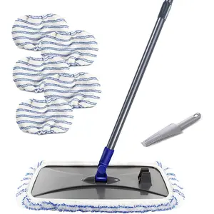 Large Surface Microfiber Flat Mop with 5 Reusable Mop Heads, Cleaning Comb and Telescopic Handle for Hardwood, Laminate, Tile, Ceramic Floor Cleaning
