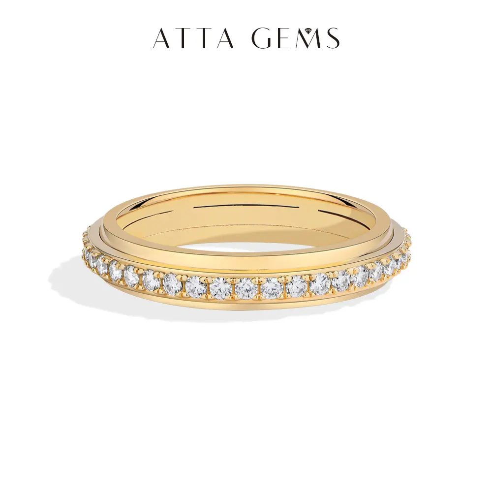 ATTAGEMS Eternal Round Cut Lab-Grown Moissanite Ring for Women and Men Unisex Daily Wear Sterling Silver Parties Engagement Wedding Eternity Band Jewelry Gift R346 summerwins,summerwins