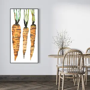 360 Stand 24x48 in. Artistic Vibrant Carrot Illustration Framed Artwork - 360 Stand for Art Enthusiasts, Modern Gastronomy Home Wall Decor, Decoration, Print