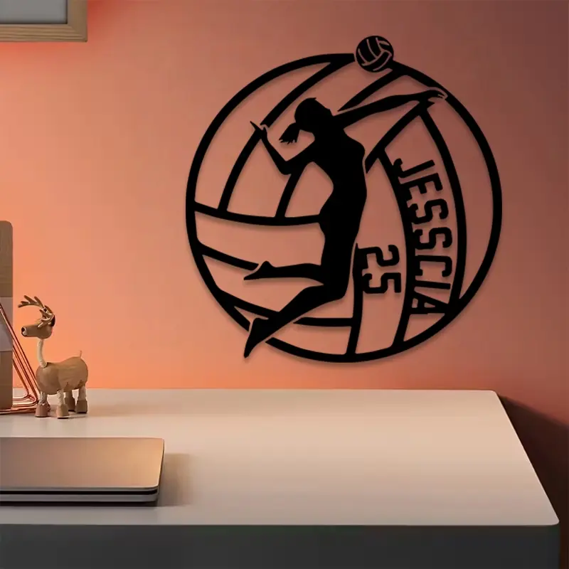 1pc Volleyball Metal Wall Art, Volleyball Statue Mural, Perfect for Living Room Wall, Christmas Decor, Ideal Gift for Sports Lovers, Durable Metal