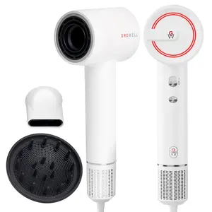 Growell Ionic Hair Dryer with Diffuser for Curly Hair Wavy Professional High-Speed Brushless Blow Dryer with Detachable Nozzle