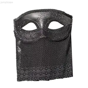 Venetian Masquerade Mask with Black Veil - Men's Vintage Half-Face Mask, Men's Accessories for Halloween, Mardi Gras Cosplay Party Costumes