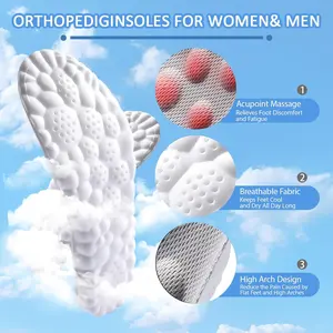 4D Cloud Insoles for Men and Women, Memory Foam Cloud Insoles Super Soft Anti-Fatigue, Shock Absorption, Relieve Foot Pain, (Gray, Women: US 5-9)
