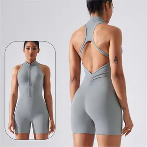Zip Back Seamless Bodysuit – Butt Lifting Yoga Jumpsuit with Built-in Bra | Peach Shape Compression for Gym, Dance & Daily Wear Sports Leggings Set