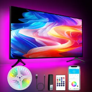 LED Lights for TV, 15FT Led Backlight for 45-65 inch TVs, Bluetooth RGB LED Lights Behind TV with Remote, USB Powered, Color Changing, Music Sync, for Gaming Room,TV Behind,Desk,Under Table