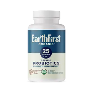 EarthFirst Organic Probiotics 25B - 25 Billion CFUs, Regenerative Organic Certified, 30 Tablets, Gentle Gut Support for Digestive Balance & Emotional Well-being - Healthcare