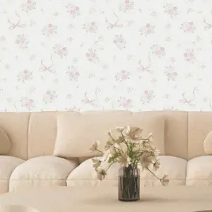 Bow & Flower Pattern Wall Sticker, 1 Count Waterproof Removable Wall Decal, Self-adhesive Wall Paper for Home Living Room Bedroom Dormitory Decor, Ornaments