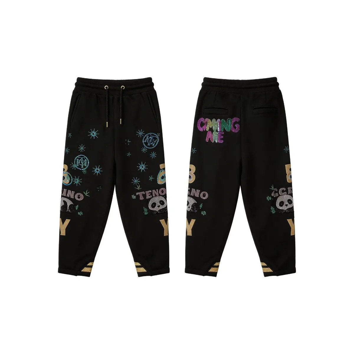 TCH - B "Coming Home" Panda Rhinestone Joggers – Must-Have Baggy Fit for Spring /Summer Streetwear Trend