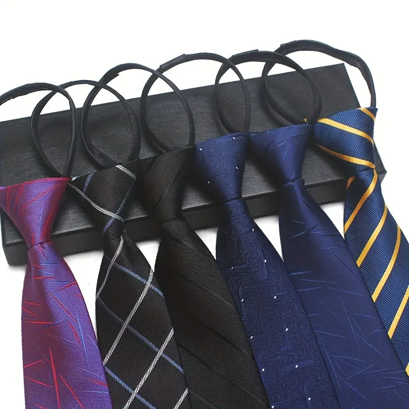 6-piece set - Easy-tie lazy tie set - Fashionable polyester fiber ties, unique patterns, suitable for business and casual wear, casual clothing accessories |       Fashionable tie set |       Durable fabric