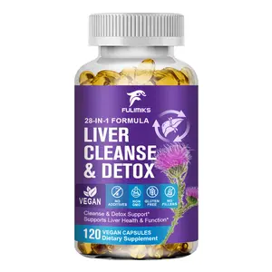 Fulimiks Liver Cleanse & Detox 28-in-1 Formula with Milk Thistle Silymarin Artichoke Extract Dandelion for Liver Health 120 Vegan Capsules Dietary Supplement Healthcare Fitness