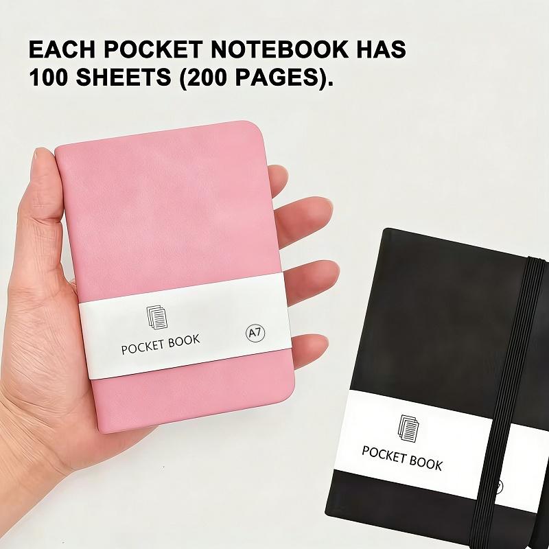 2PCS Portable A7 Pocket Notebook, 200 Pages Small Pocket Journal, Faux Leather Mini Notebook with Elastic Closure, Pen Holder, Bookmark, for Travel, Office, School, Notes, Journaling & Everyday Use 2PCS Portable A7 Pocket Notebook, 200 Pages Small Pocket Journal, Faux Leather Mini Notebook with Elastic Closure, Pen Holder, Bookmark, for Travel, Office, School, Notes, Journaling & Everyday Use