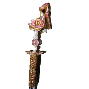 Gold Slipper Pen - Elegant Design with Gold Accents, Includes Decorative Beads and a Slipper-Shaped Handle