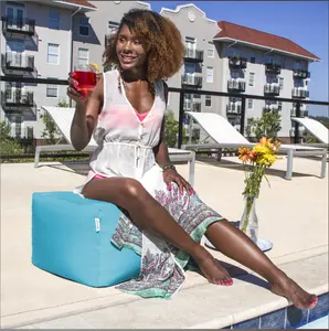 Leon Outdoor Bean Bag Ottoman Bench - Light Blue Acrylic