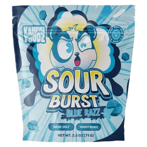 Kanpai Sour Burst Blue Razz 2.5oz Sweet & Sour - Blue Raspberry, Green Apple, Grape, Watermelon Flavor Bonbon Candy Snack