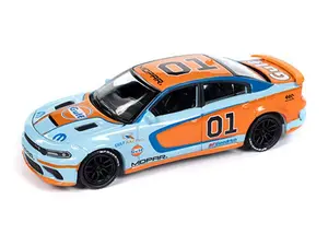 2021 Dodge Charger SRT Hellcat Custom GULF Livery Diecast 1:64 Scale Model - Auto World CP8084