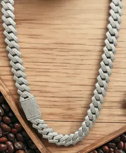 12mm Moissanite Silver Chain