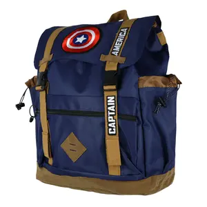 Marvel Captain America Flaptop Backpack Embroidered Logo Design Tech Laptop Tote