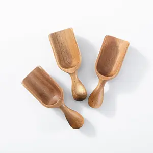 3PCS Small Acacia Wooden Mini Scoops for Canisters Jars, Multipurpose Shovel for Ground Coffee Seasoning Bath Salt Laundry
