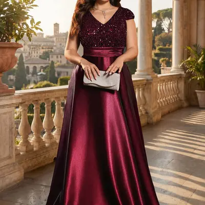high neck formal dress with sleeves Gorgeous Lavender Beaded Prom Dress with Cape Sleeve and High Neck 22246 Lavender / US8