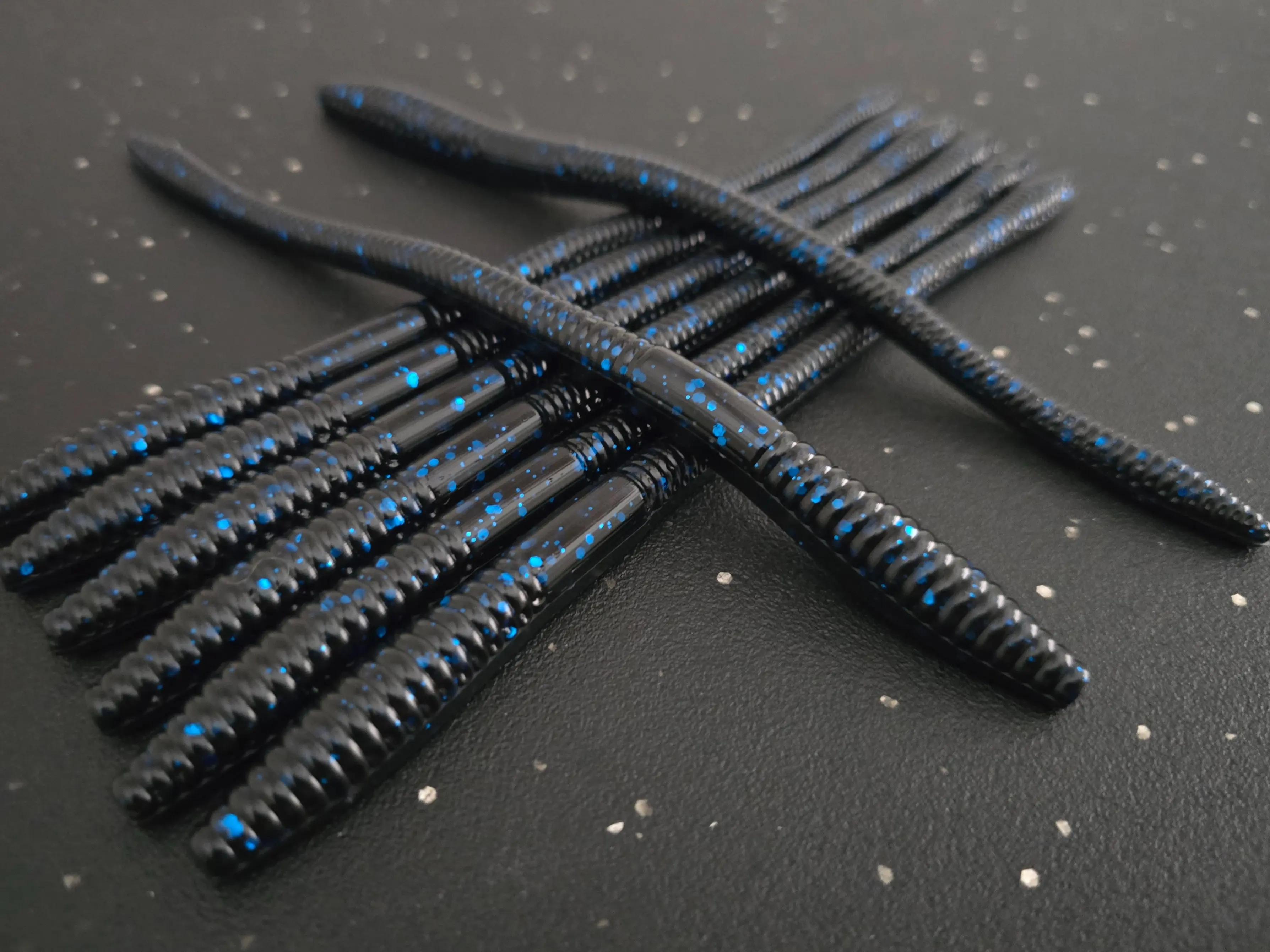 Sapper Baits 7" Infiltrator Worm- Midnight Ops- Black with Blue Flake
