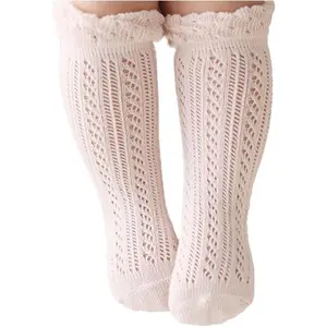 X-SOK17  Baby Girls Knee High Socks Hollow Out Anti-skid Knitting Stockings Suitable for 0-2 Years Infants Toddlers