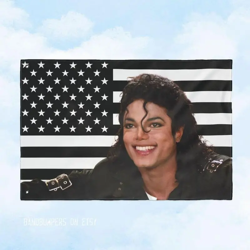 MJ Pink USA Flag Tapestry, King of Pop Wall Decor, Music Legend Poster, Vintage Singer Room Art, Fan Gift