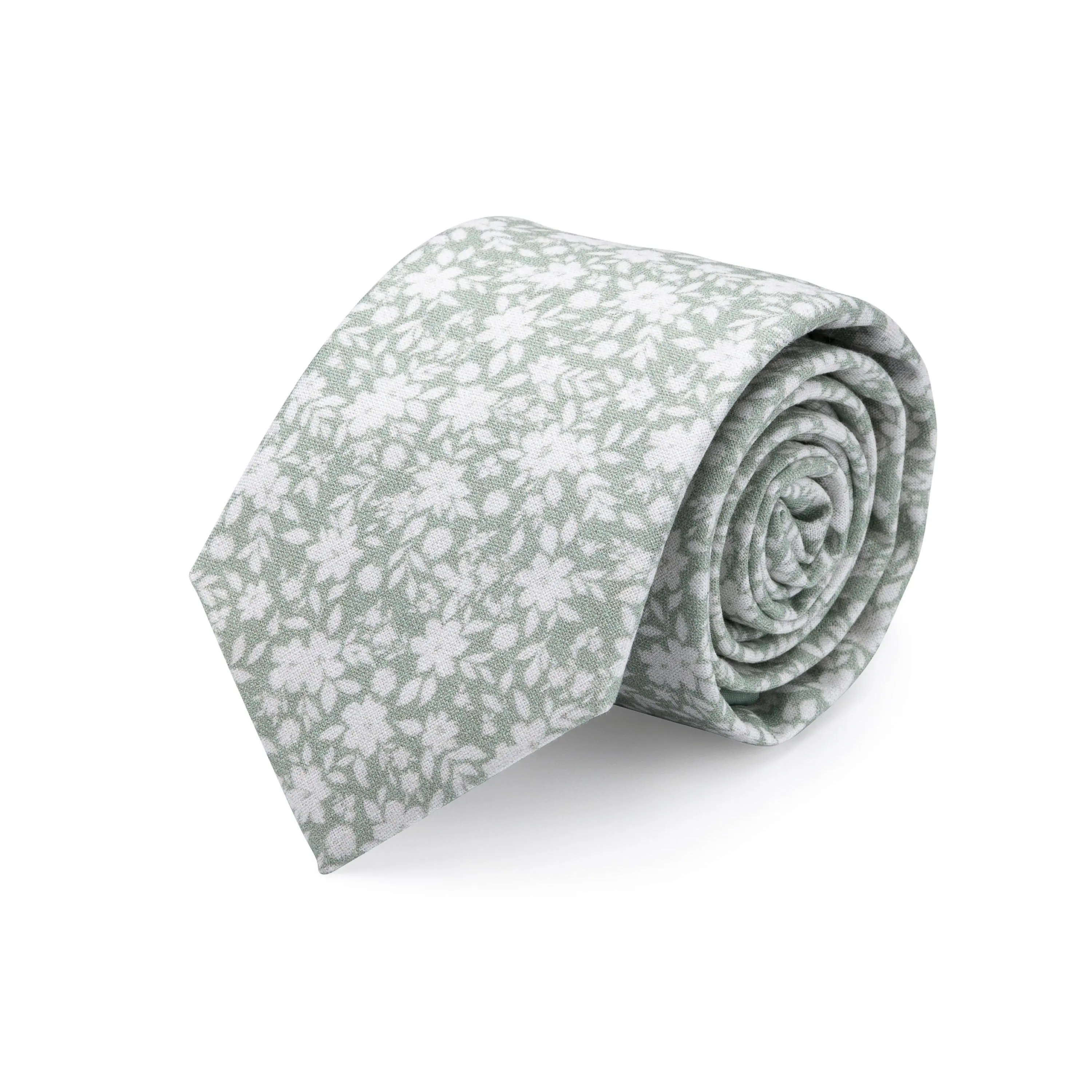 Dusty Sage Floral Necktie - Kid's & Adult