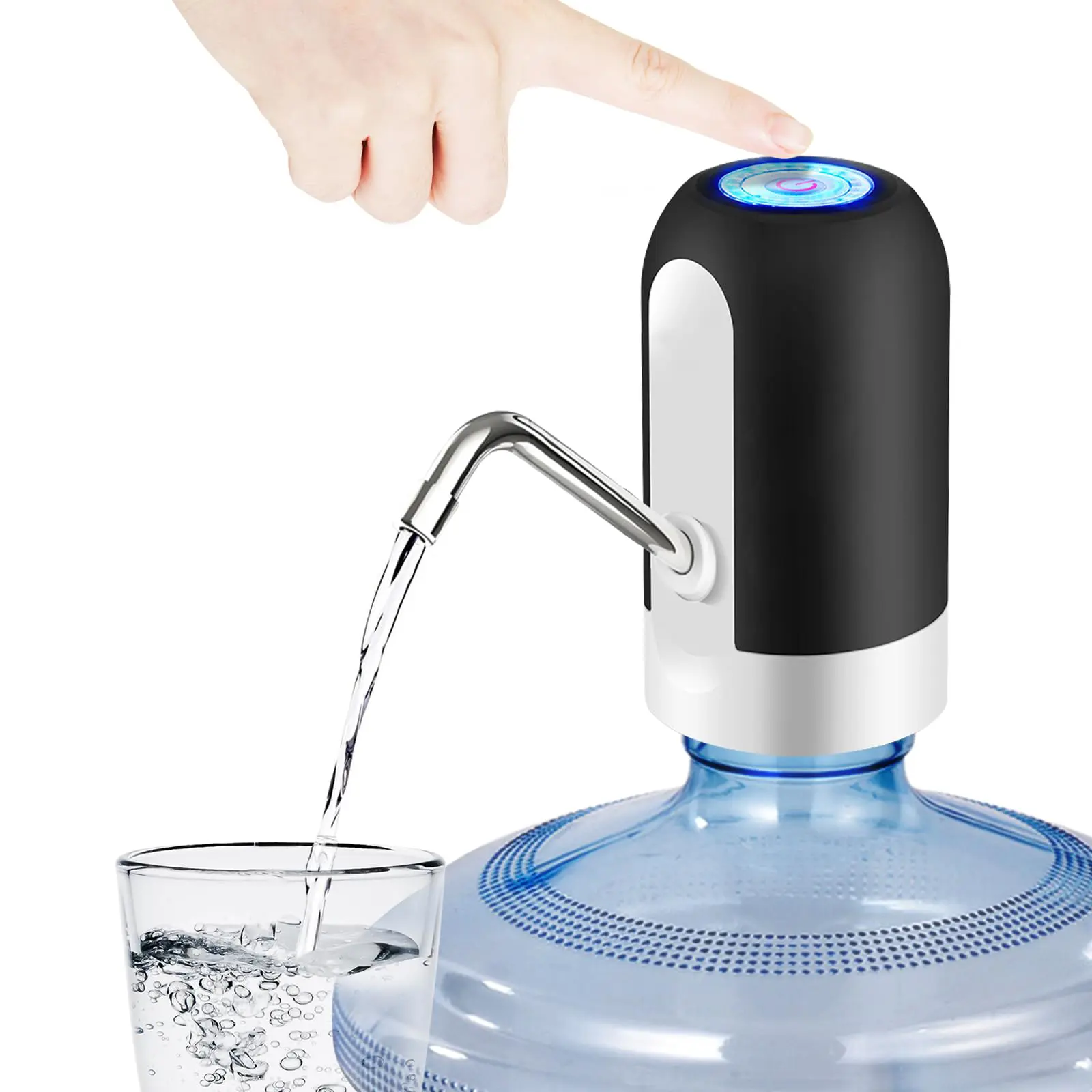 5 Gal Electric Water Bottle Dispenser Pump, 1-Touch Automatic Dispensing, USB Rechargeable Portable Pump for Home Office Camping
