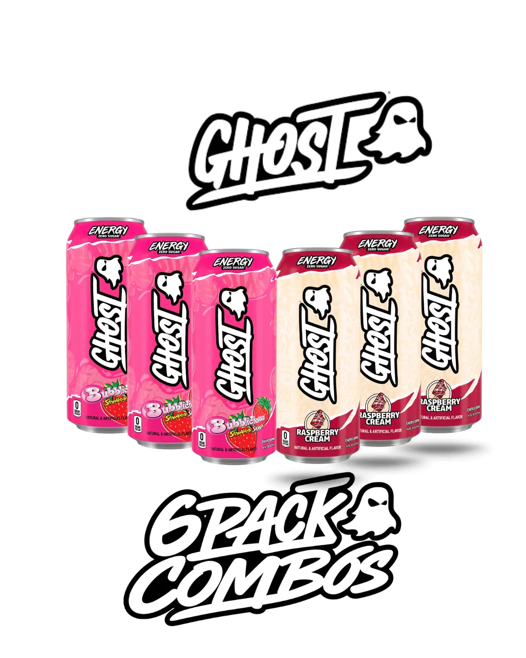 Ghost Energy Sport Beverage Combo Flavors 6 pack - Sugar-Free, Low Calories, Carnipure L-Carnitine, Natural Clean Caffeinated Booster, 100 mg Neurofactor, Vegan Energy Drink for Adults