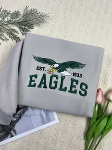 Cute Bird Embroidered Sweatshirt, City Pride Pullover, Eagles Fan Gift Crewneck, Bald Eagle, Gift for Him