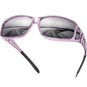 Sunglasses Fit Over Glasses, Polarized 100% UV Protection Wrap-around Sunglasses for Men & Women Driving