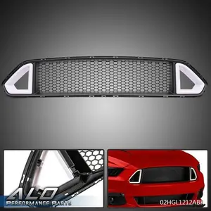 Fit For 2018-2021 Ford Mustang Front Bumper Honeycomb Grille W/LED DRL Light