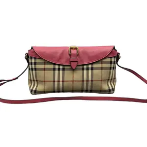 Pre-owned BURBERRY Leather and Canvas Crossbody Bags Vintage Check and Leather Crossbody Bag