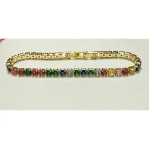 7.5” 14K Gold Plated XP Multicolor CZ Tennis Bracelet