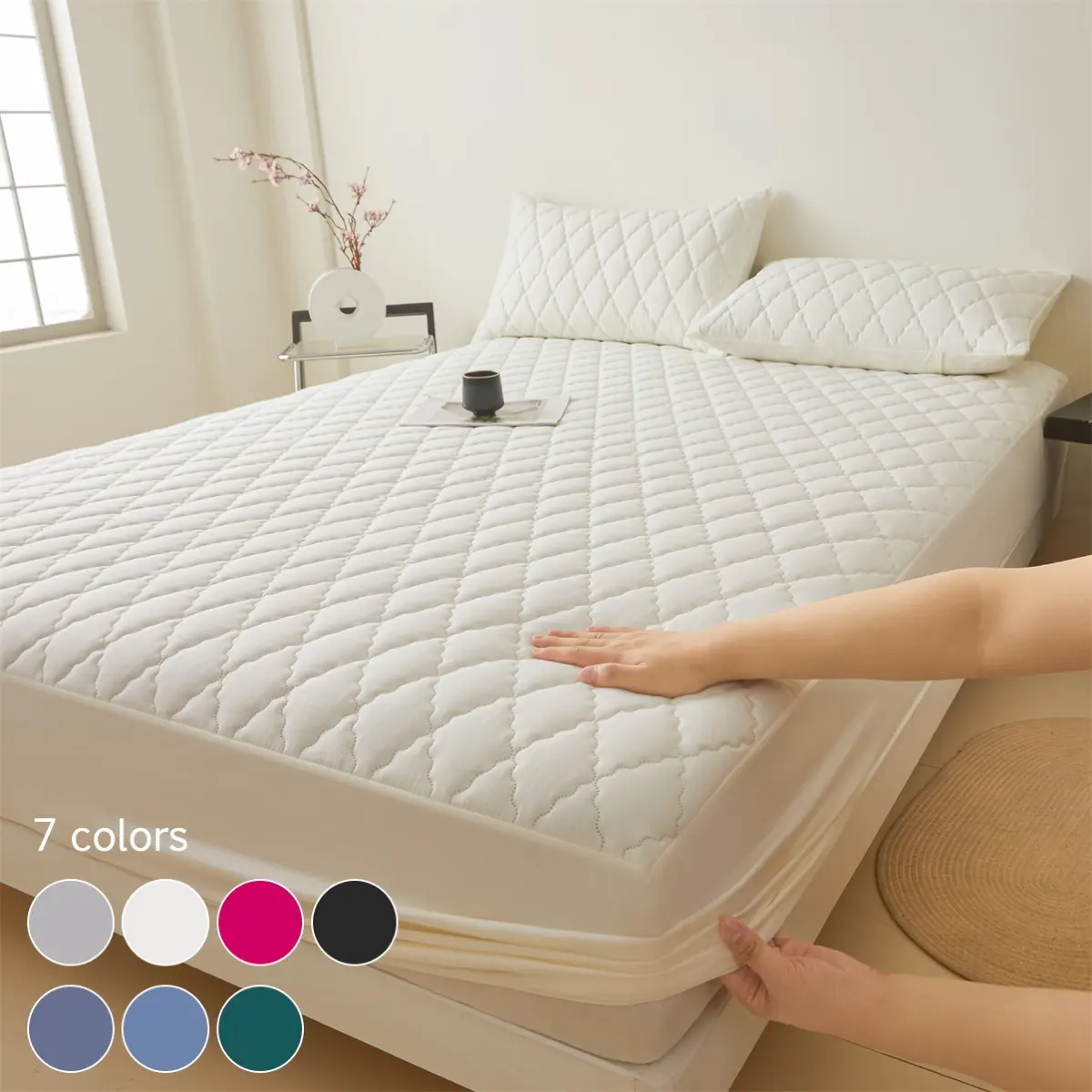 2/3 Piece Waterproof Mattress Protector, Waterproof bed pads, Fitted Sheet & Set with Deep Pocket Soft Noiseless Breathable Stain-Resistant Bed Cover, Machine Washable, Includes Pillowcases for Bedroom, Waterproof Mattress Pad