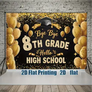 2D flat party banner 1pc, 2D flat Festive Graduation Celebration Party Background Decoration Background Photo Props, Polyester Banner Decor, Home Decor, Room Decor, Wall Decor, Party Background Decor, Party Decor/supplies/gifts Decorative Background