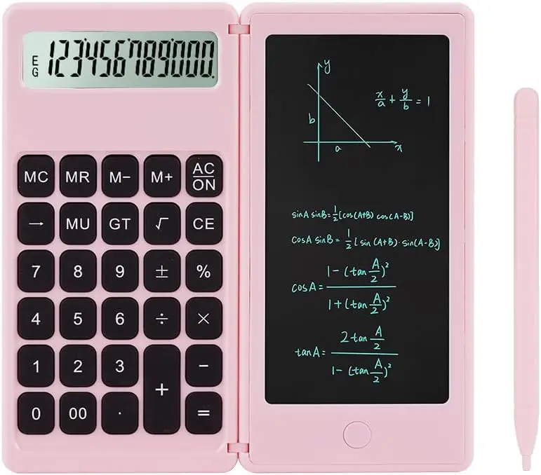 Desk Calculator, Desktop Small Calculators with Writing Notepad, Basic 4-Function Math Large Button Calculator, School Supplies for , Middle/High School Students ()