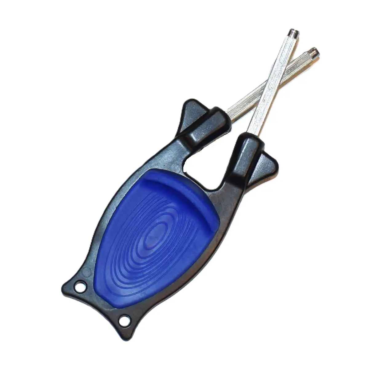 Block Sharpener - Handheld Black Stainless Steel Kitchen Sharpening Tool with Blue Nonslip Grip, Patent Flex Design, Reline & Hone Blades to Original Cutting Edges, Shaving-Sharp Knives Without Lips or Burrs (Hunting & Kitchen Use), Kitchen Accessories